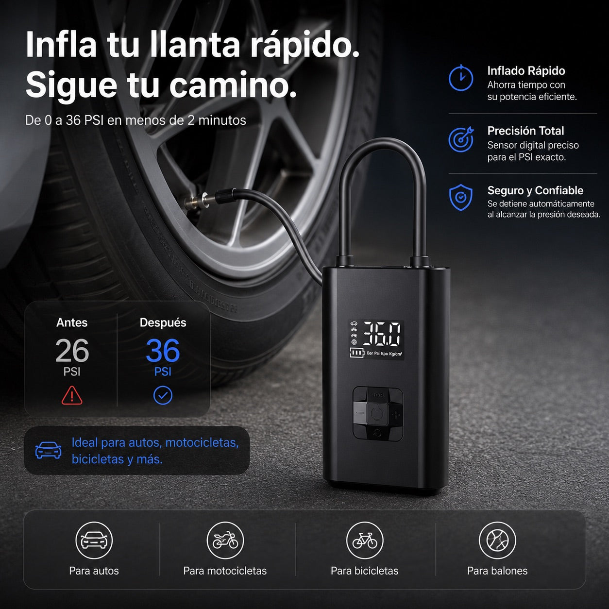 INFLADOR PORTATIL 150 PSI | Ultra Potente!